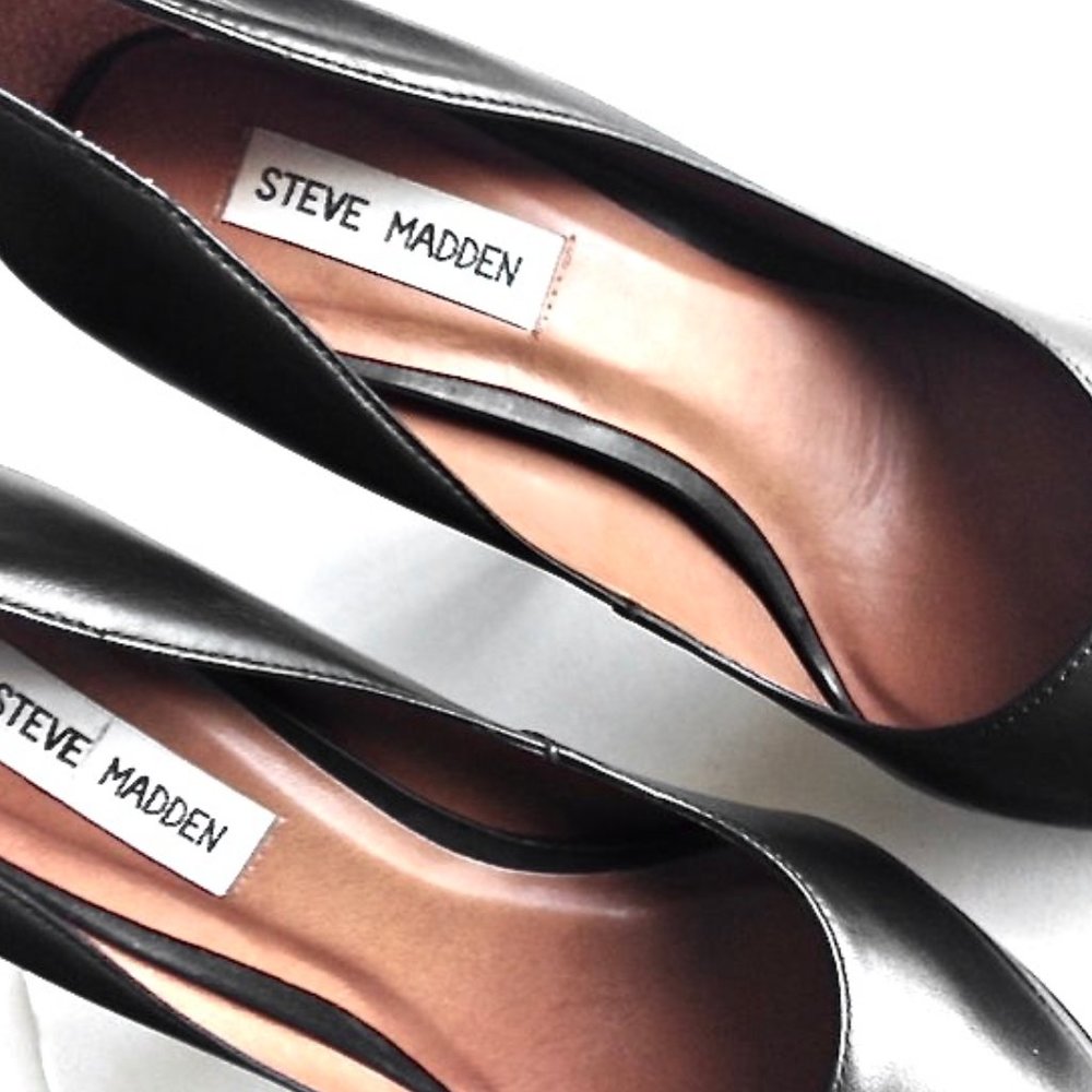 Steve Madden-Black "Daeva" Leather Platform Pumps - Picture 4 of 8
